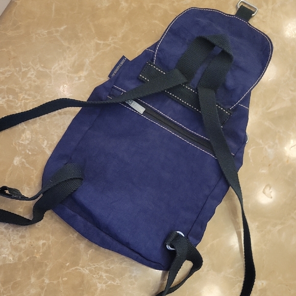 Kipling Navy Mini Sport Backpack w/ Tan Stitching, Logo  & Rope - Picture 8 of 16